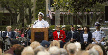 CORONADO, Calif. (May 29, 2017) Vice Adm. Tom Rowden, commander of Naval Surface Force U.S. Pacific Fleet, delivers remarks during the Coronado Memorial Day commemoration at Star Park in Coronado, Calif. Nearly 500 military, veteran and civilian guests gathered to pay tribute and remember fallen service members, heroes, loved ones and brothers and sisters in arms. U.S. Navy photo by MC1 Trevor Welsh