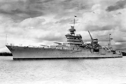 USS Indianapolis (CA 35) sails through Pearl Harbor in 1937. The last major U.S. Navy ship sunk in WWII, the cruiser delivered the final blow that ended the war. 75 years later, they’ve left a legacy of a free and open Indo-Pacific.