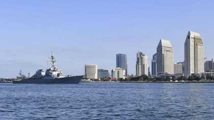 SAN DIEGO (September 16, 2021) - The Arleigh Burke-class guided-missile destroyer USS Curtis Wilbur (DDG 54) arrives in San Diego to conduct a homeport shift from Yokosuka, Japan. Curtis Wilbur was commissioned in 1994 and has been in Yokosuka, Japan since September 1995, making her the longest forward-deployed naval asset in recent history. U.S. Navy photo by MC1 Julio Rivera. 